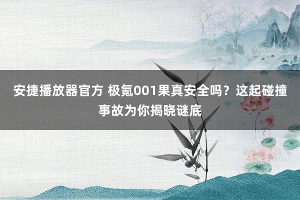 安捷播放器官方 极氪001果真安全吗？这起碰撞事故为你揭晓谜底