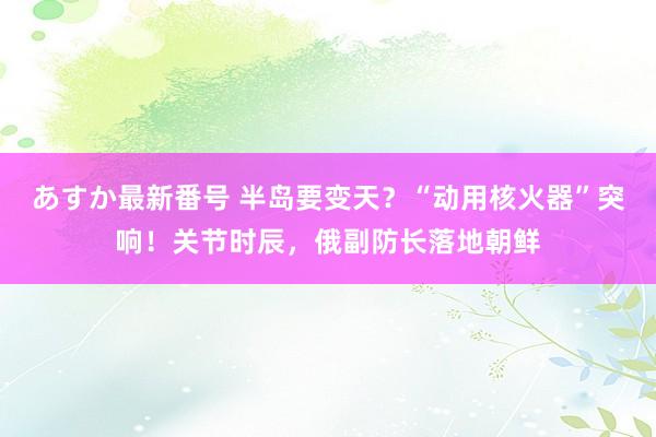 あすか最新番号 半岛要变天？“动用核火器”突响！关节时辰，俄副防长落地朝鲜