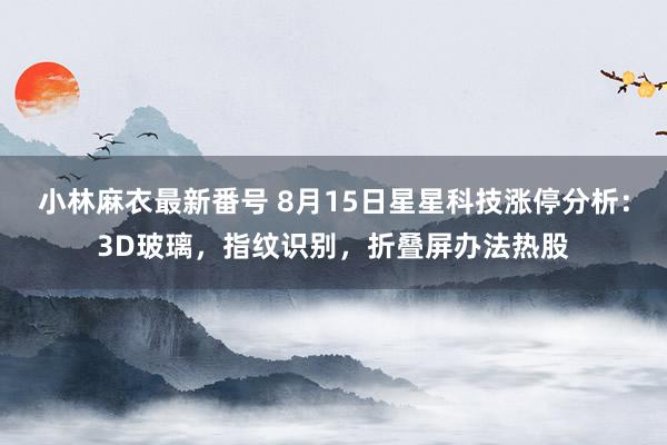 小林麻衣最新番号 8月15日星星科技涨停分析：3D玻璃，指纹识别，折叠屏办法热股