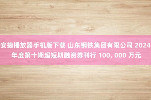 安捷播放器手机版下载 山东钢铁集团有限公司 2024 年度第十期超短期融资券刊行 100， 000 万元