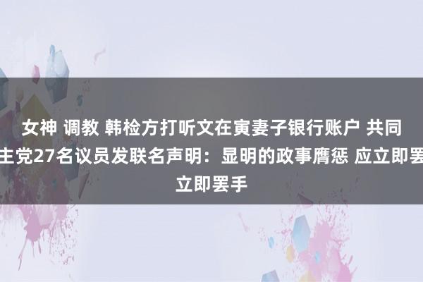 女神 调教 韩检方打听文在寅妻子银行账户 共同民主党27名议员发联名声明：显明的政事膺惩 应立即罢手