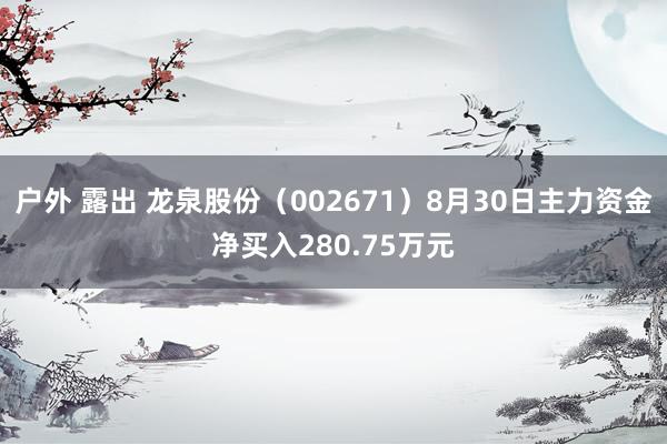 户外 露出 龙泉股份（002671）8月30日主力资金净买入280.75万元