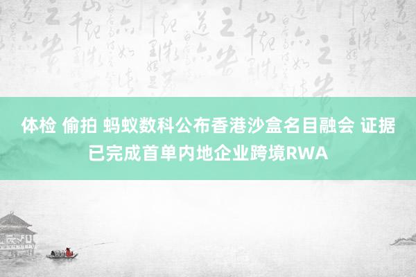 体检 偷拍 蚂蚁数科公布香港沙盒名目融会 证据已完成首单内地企业跨境RWA