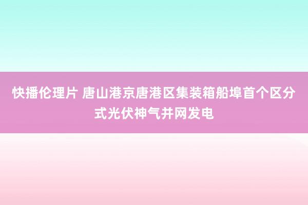 快播伦理片 唐山港京唐港区集装箱船埠首个区分式光伏神气并网发电