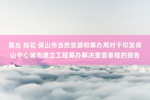 黑丝 探花 保山市当然资源和筹办局对于印发保山中心城市建立工程筹办解决里面章程的报告